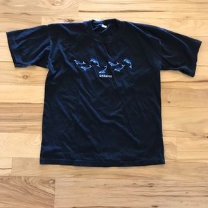 Greece Blue Shirt Women’s Size M with dolphins